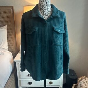 Aerie Green Quilted Shirt Jacket